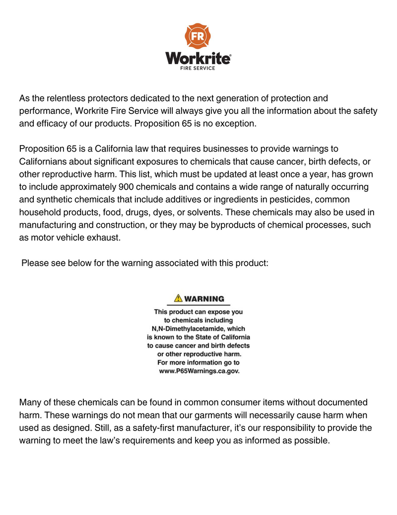California Proposition 65 information