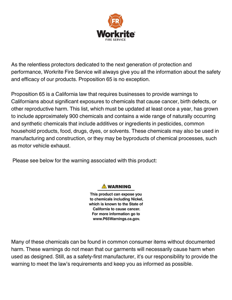 California Proposition 65 information